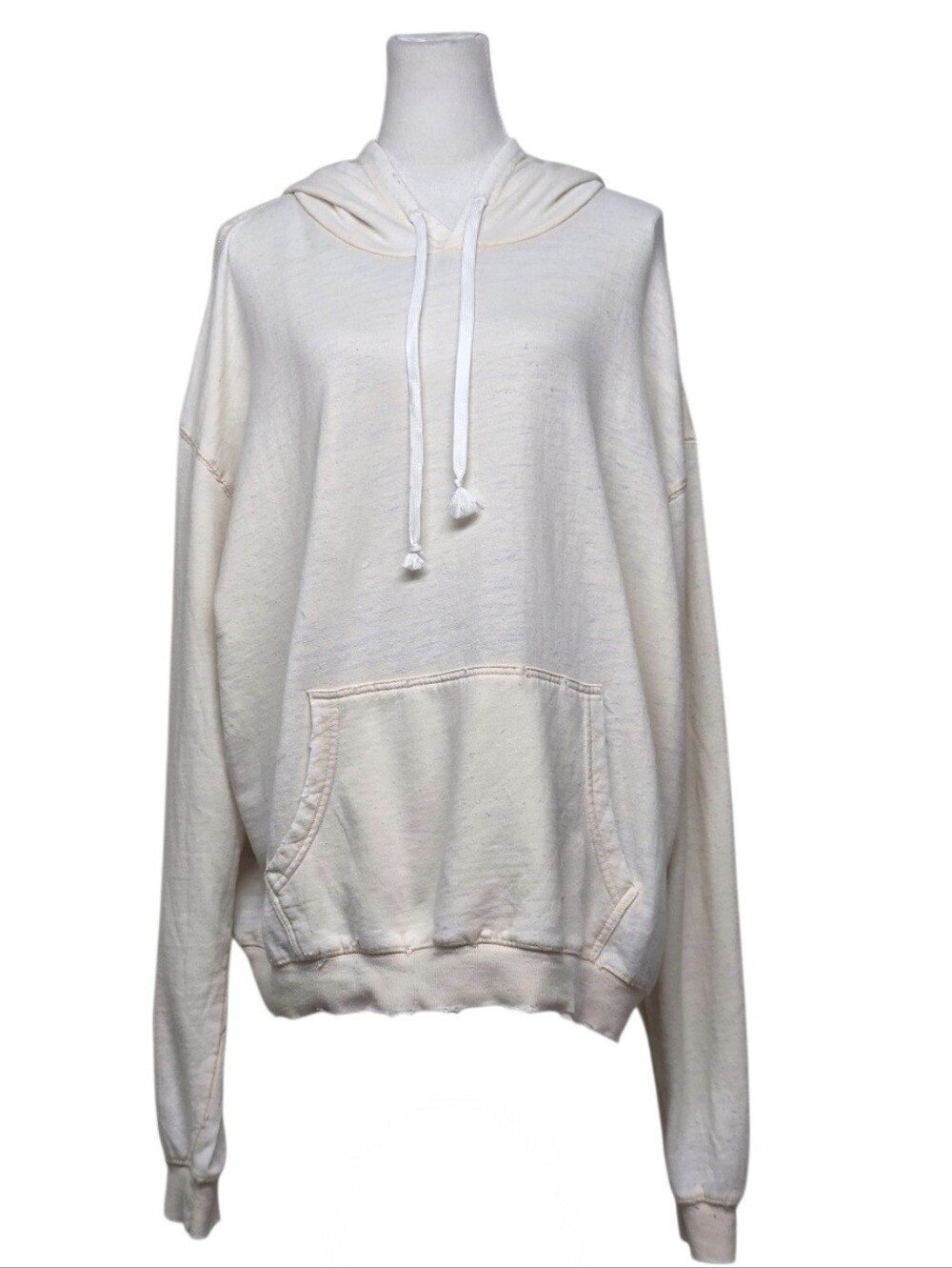BDG Urban Outiffers Distressed Cream Oversized Hooded Pullover Sweatshirt Size L